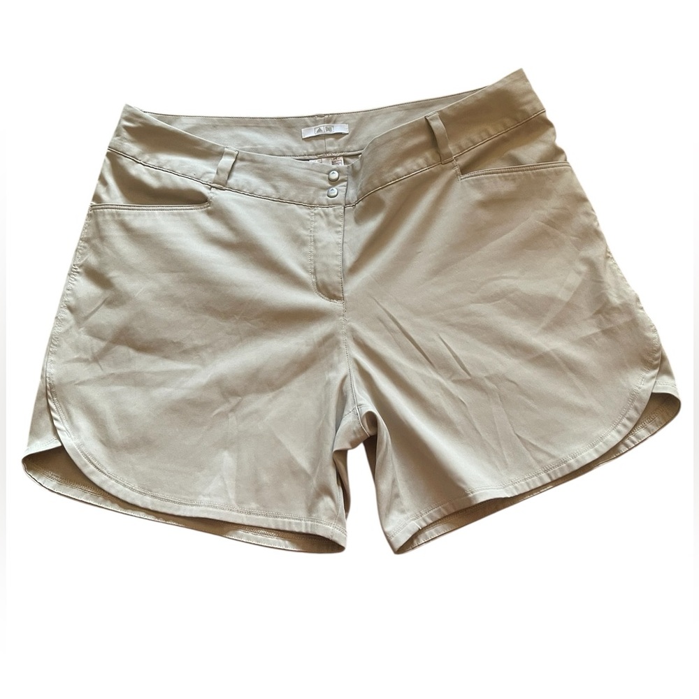ADIDAS Womens Raw Gold Beige Essentials 5” Shorts Tennis Golf Size 12